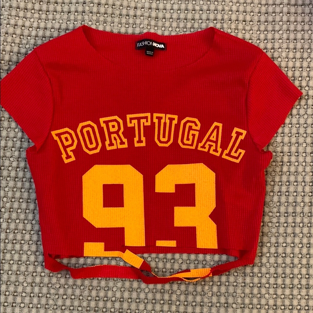 Fashion Nova Red and Yellow Crop Top